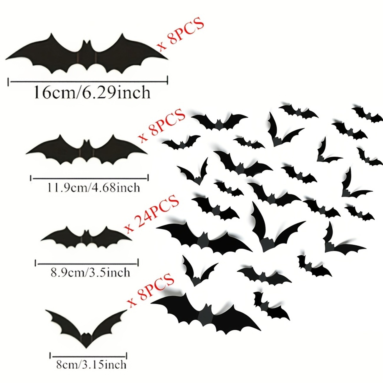 3D Black Bat Halloween Wall Decorations – 48/240pcs Set - Image 3