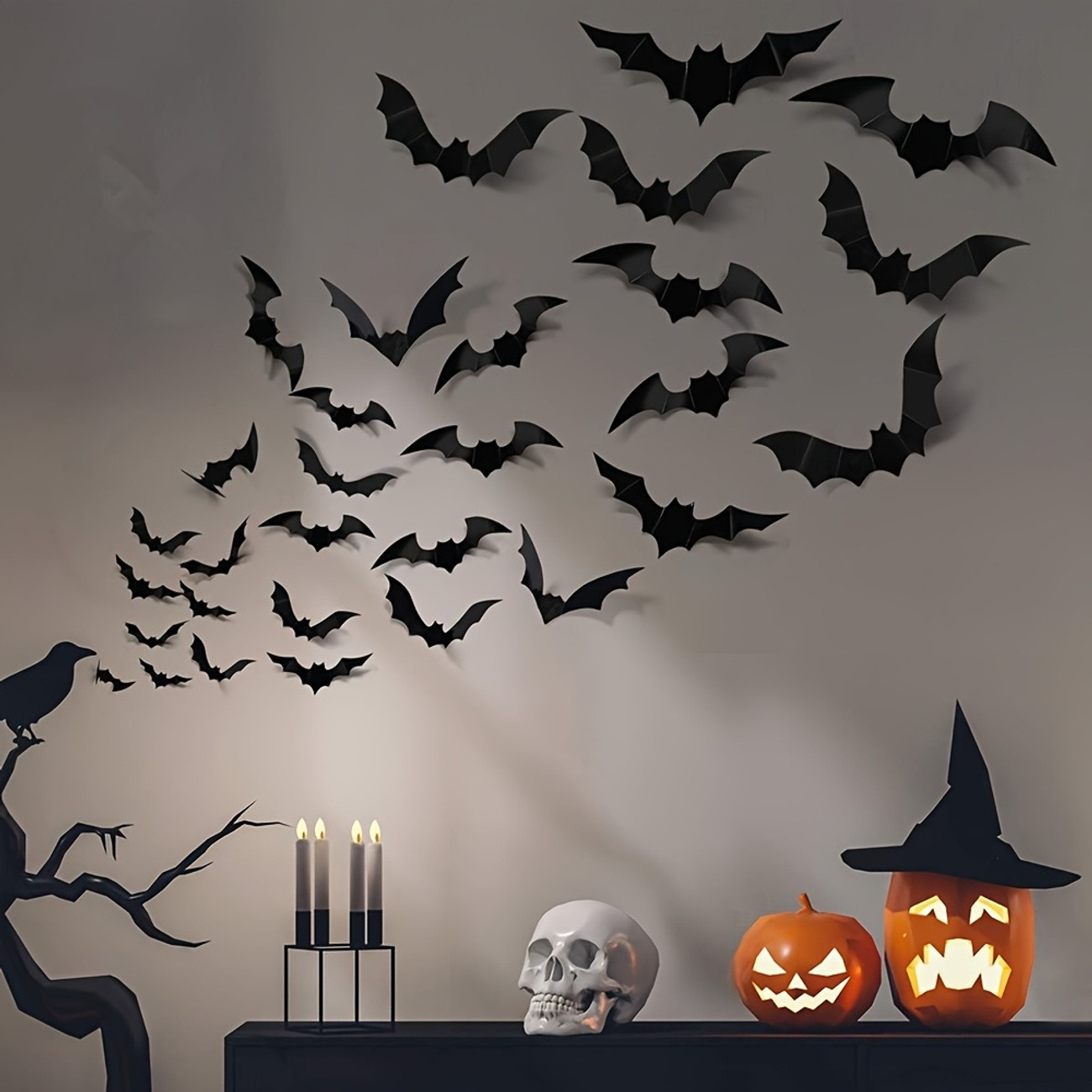 3D Black Bat Halloween Wall Decorations – 48/240pcs Set - Image 4