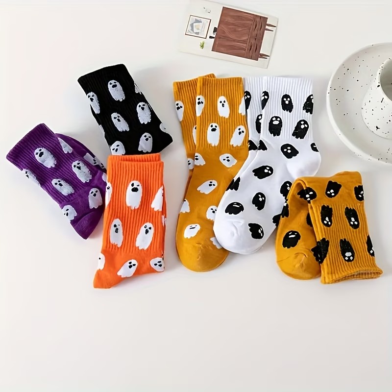 6-Pair Halloween Ghost Socks – Unisex Crew Socks - Image 3