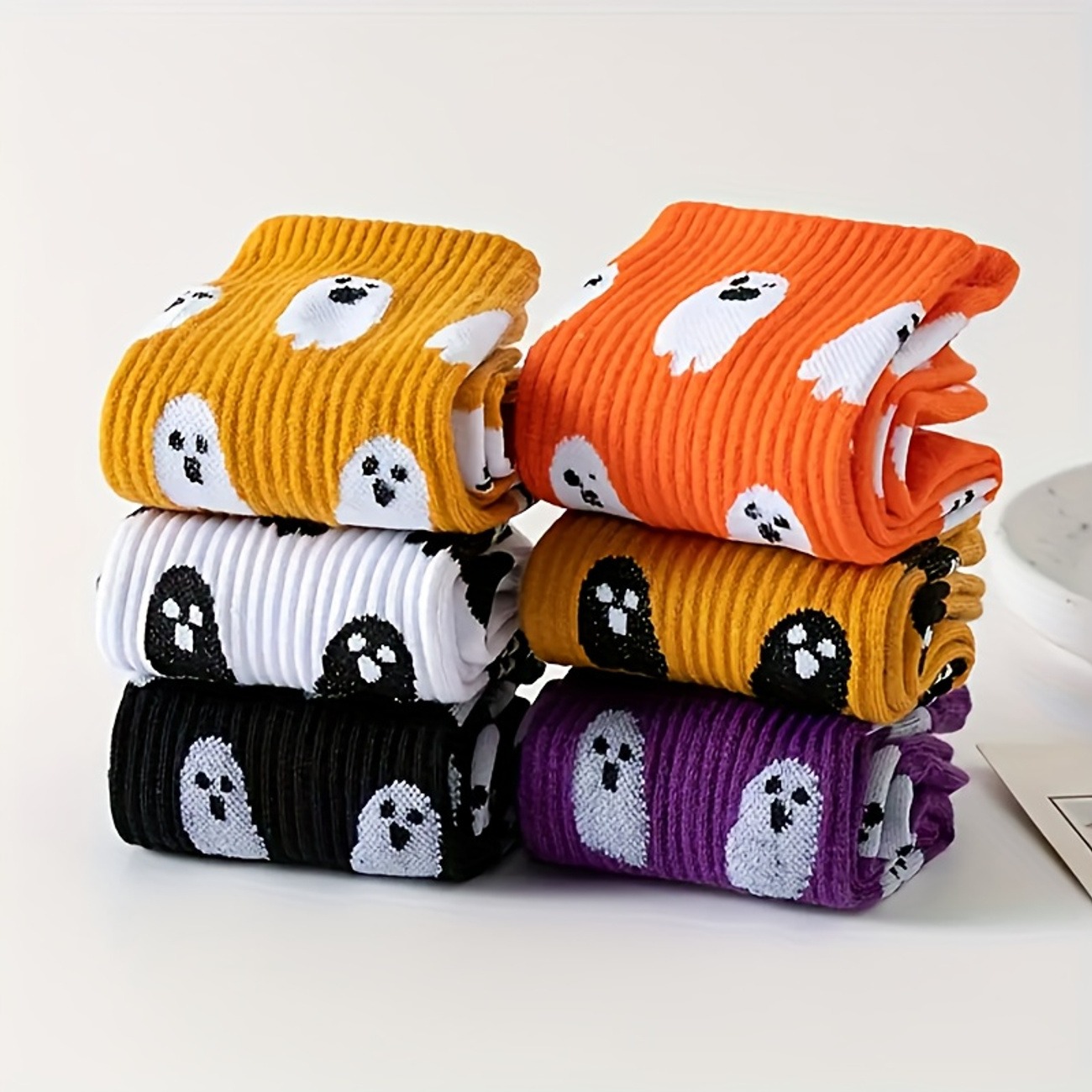 6-Pair Halloween Ghost Socks – Unisex Crew Socks - Image 7