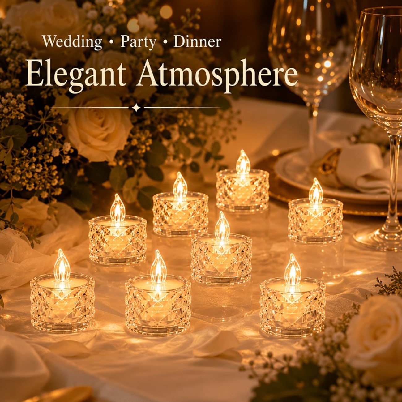 12-Pack Crystal Flameless LED Candle Lights - Image 7