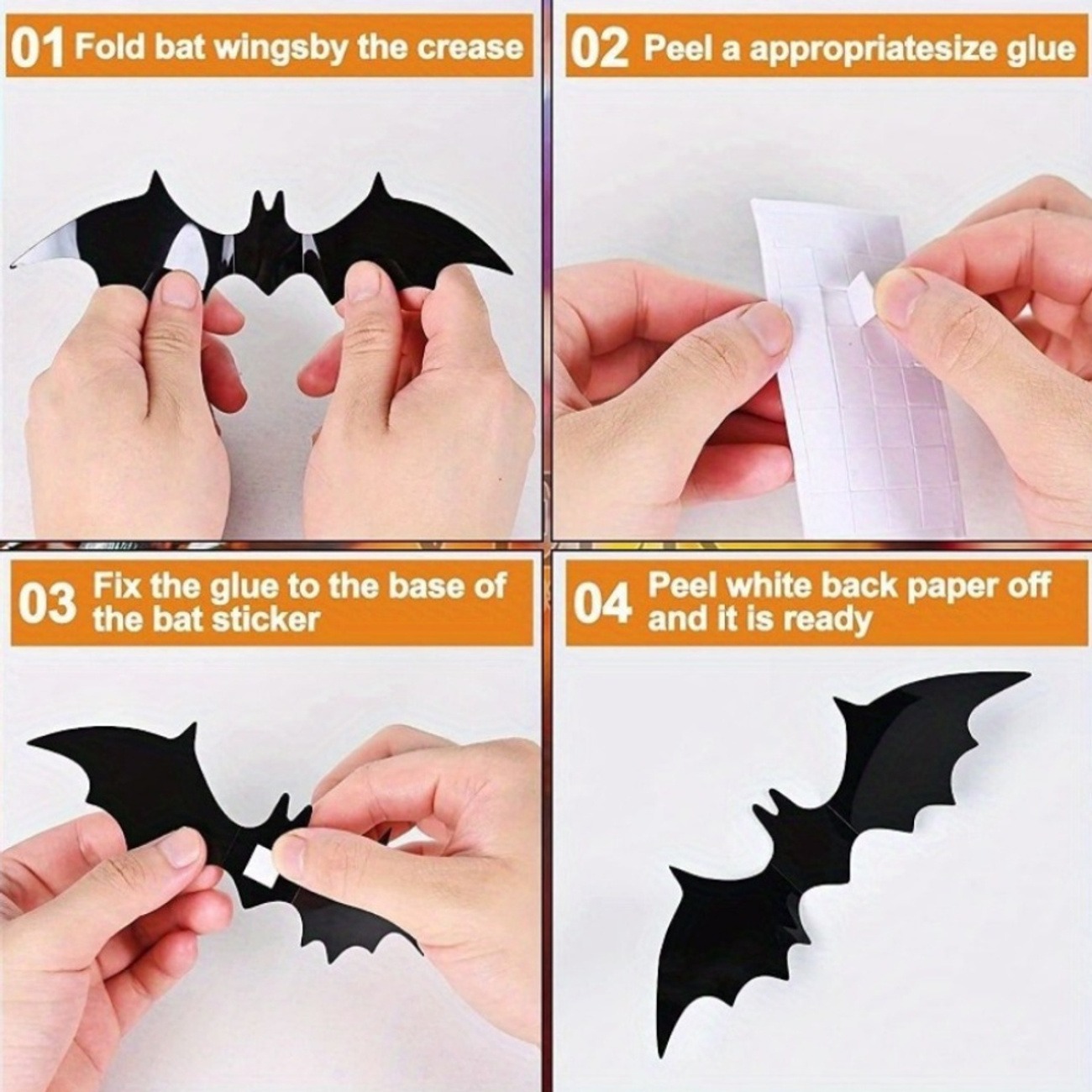 3D Black Bat Halloween Wall Decorations – 48/240pcs Set - Image 9