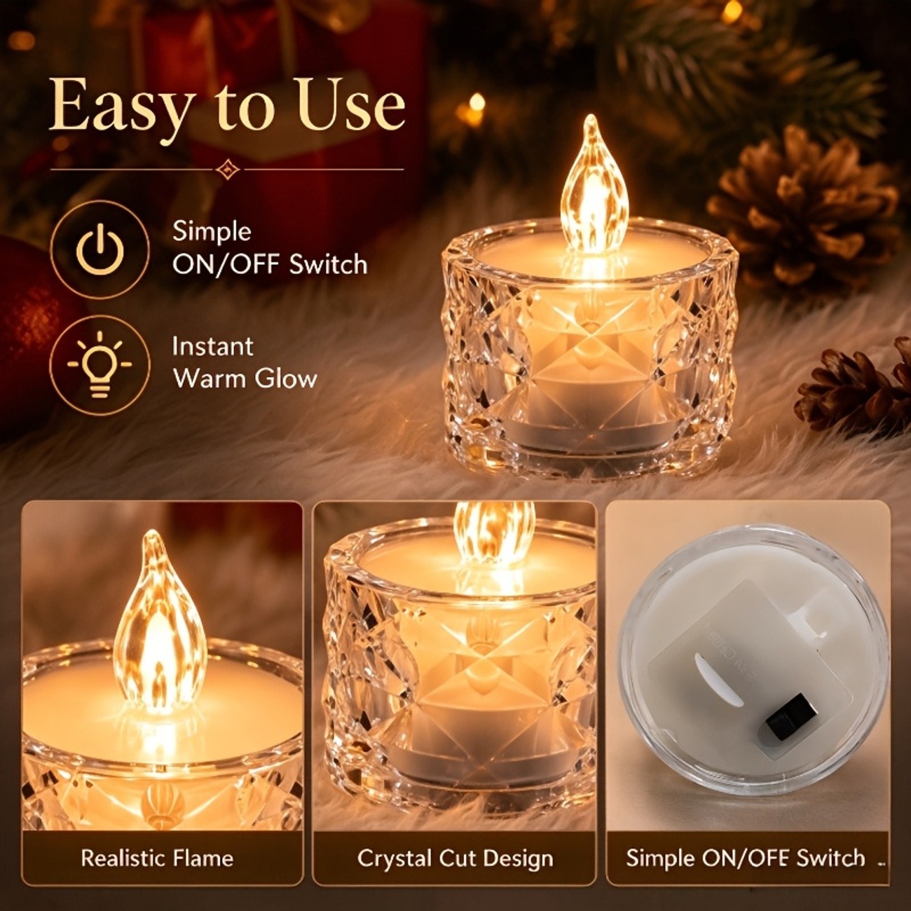 12-Pack Crystal Flameless LED Candle Lights - Image 9