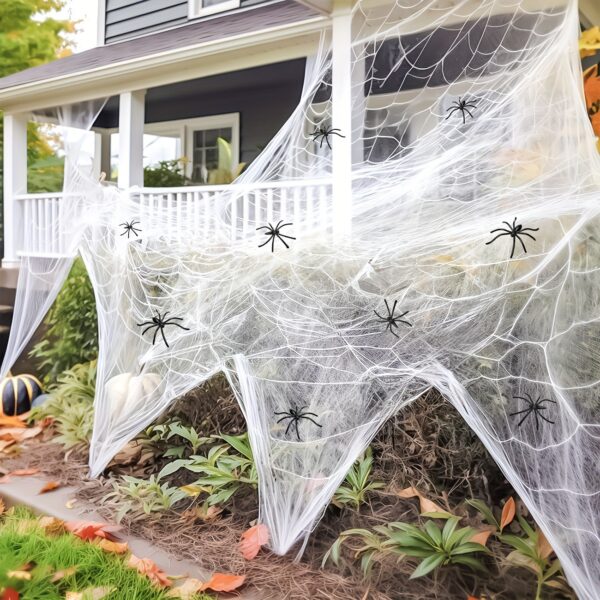Stretchable Halloween Spider Web with 10 Spiders