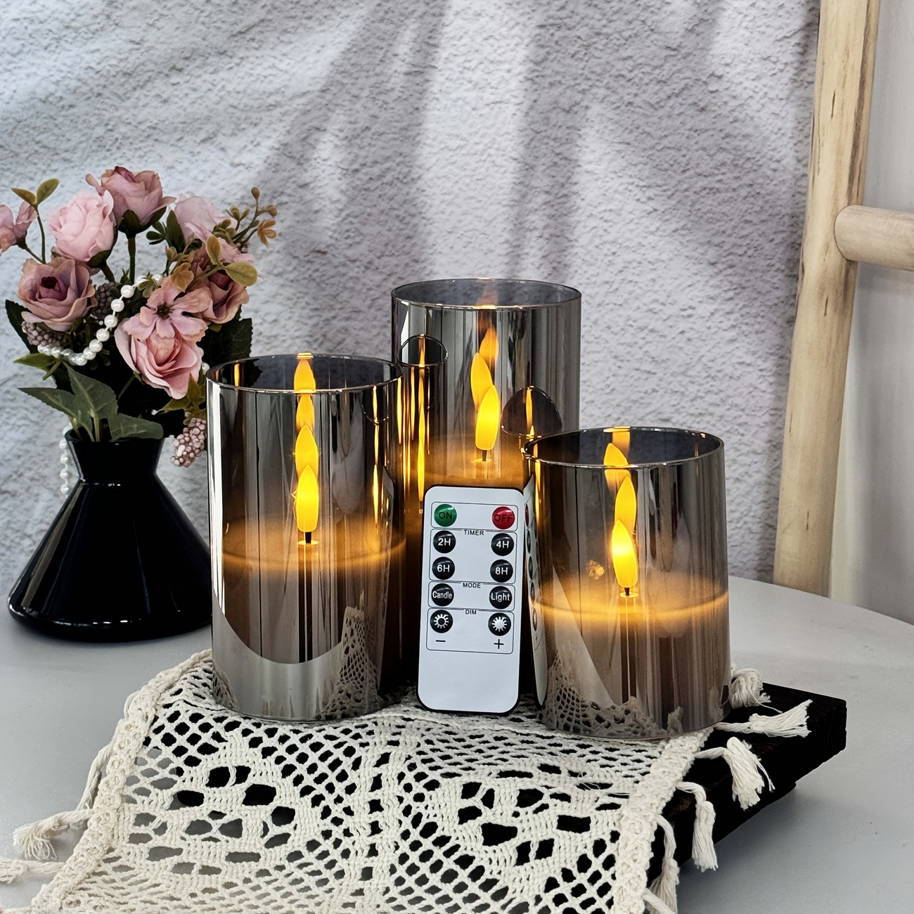 3PCS Flameless LED Pillar Candle Set with Remote