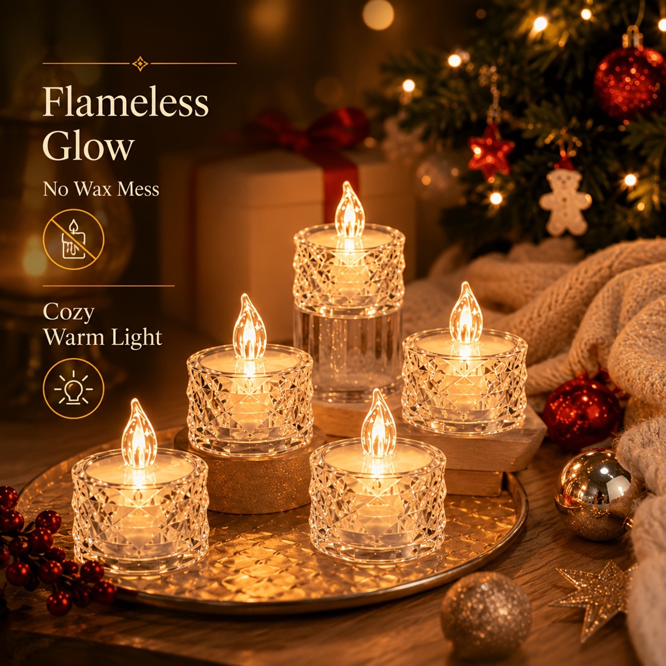 12-Pack Crystal Flameless LED Candle Lights - Image 2