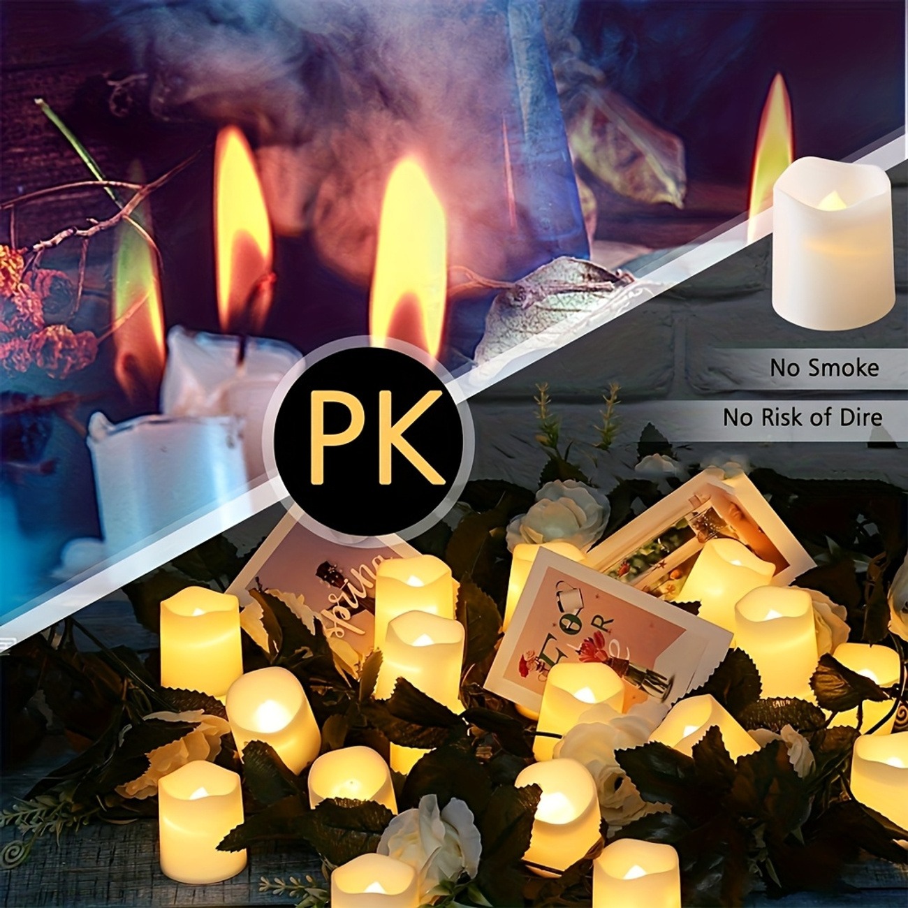 24PCS Warm White Flameless LED Tea Light Candles - Image 6
