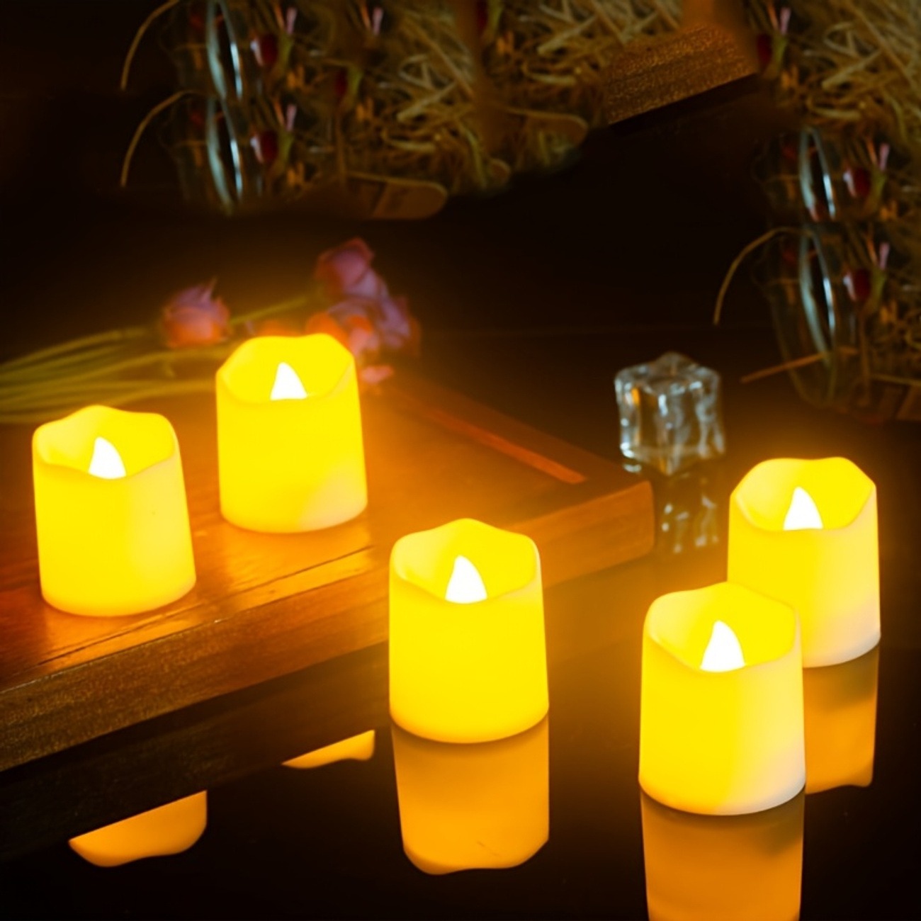 24PCS Warm White Flameless LED Tea Light Candles - Image 10