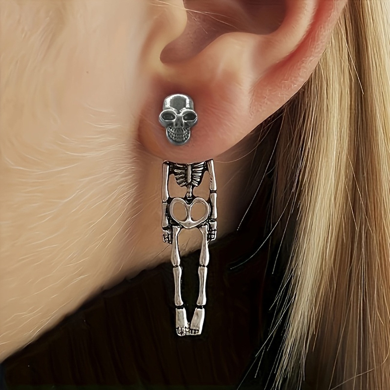Halloween Skull Skeleton Drop Earrings – 1 Pair - Image 3