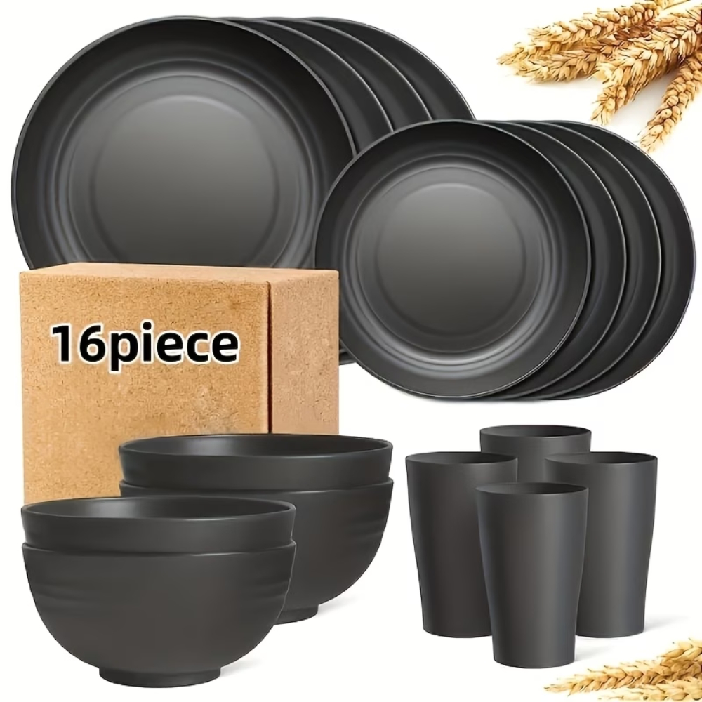 16pcs Wheat Straw Dinnerware Set