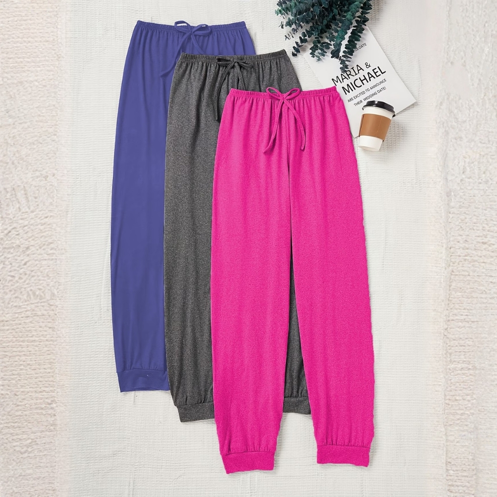 3pcs Women's Casual Drawstring Waist Pants