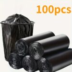 5-Roll/100pcs Disposable Black Trash Bags