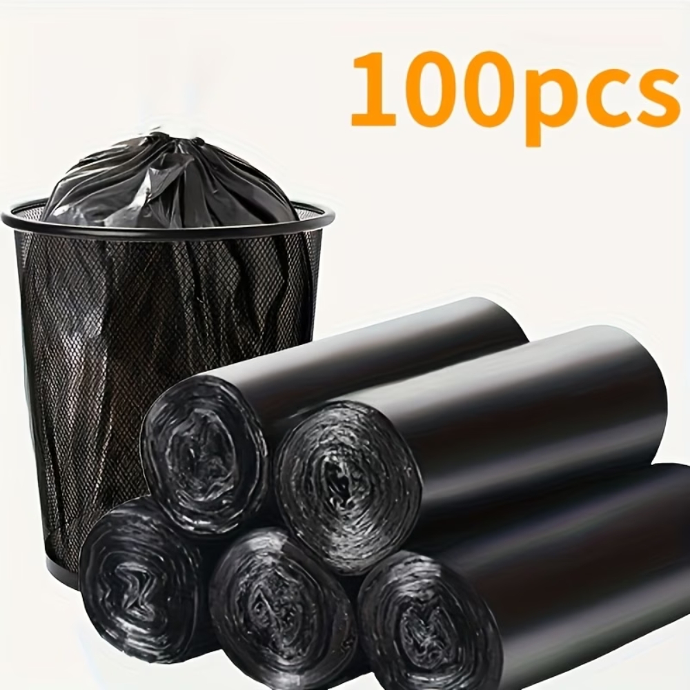5-Roll/100pcs Disposable Black Trash Bags
