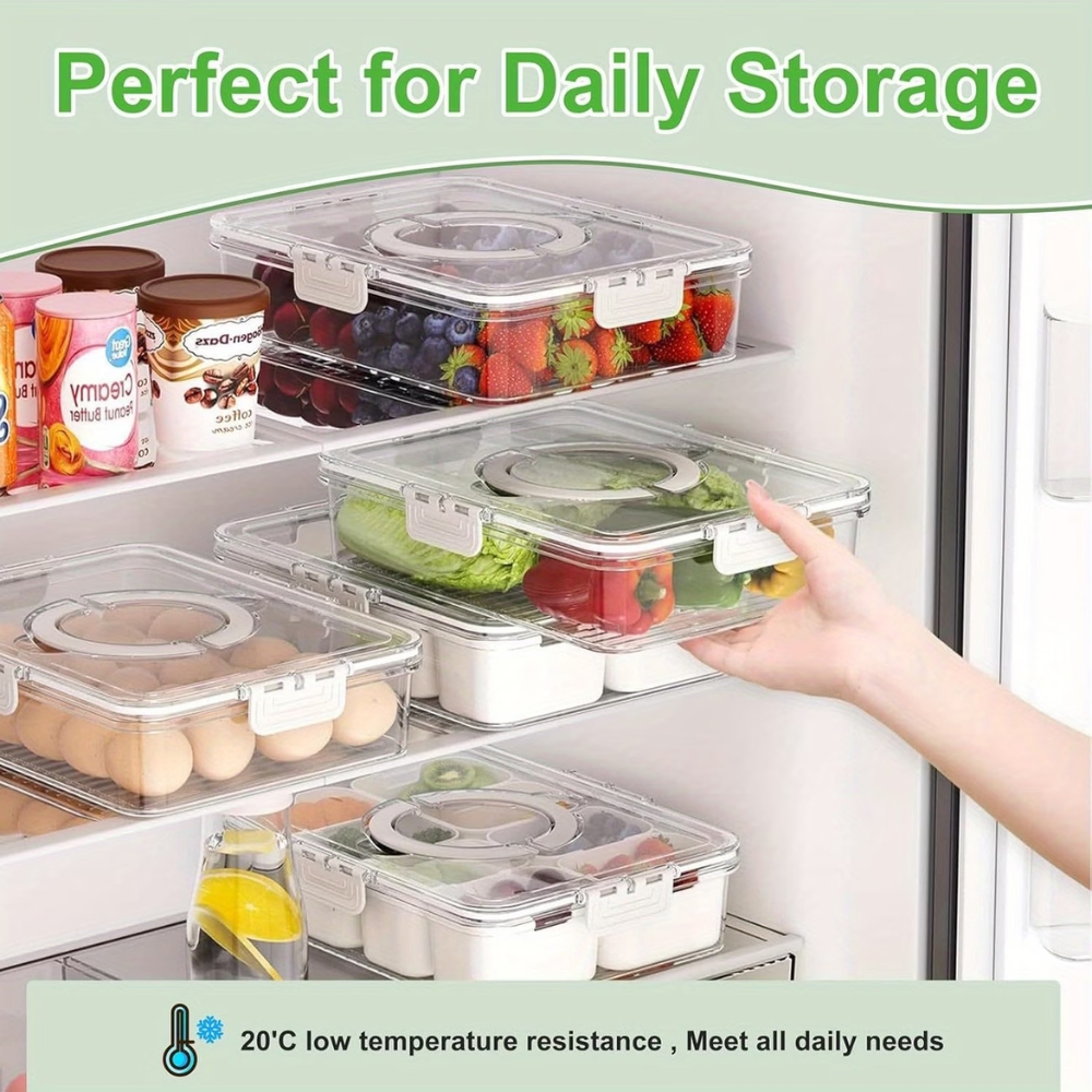 8 Compartment Snack Container with Lid & Handle