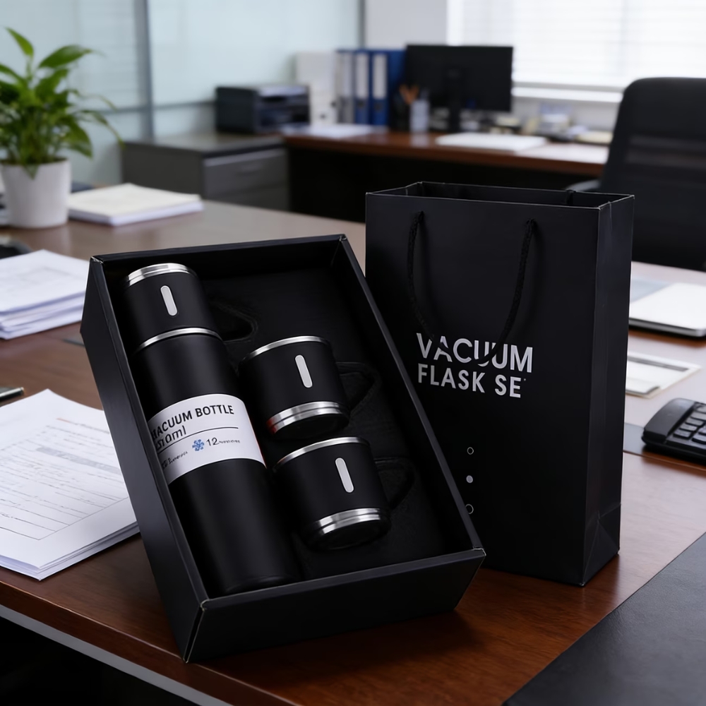 Vacuum Three Lids Thermal Cup Set