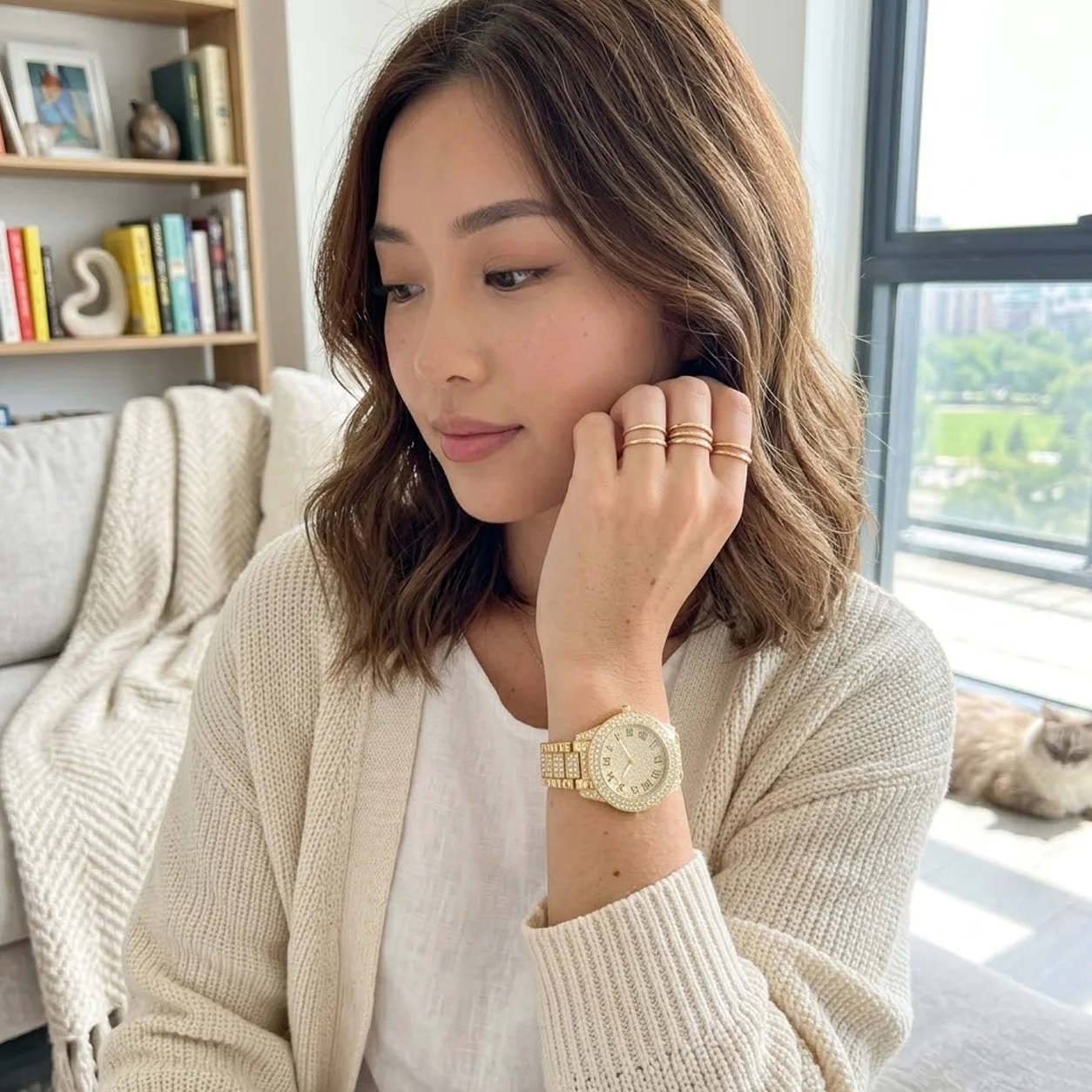 5 Women’s minimalist quartz watch with jewellery set, 1 unit - Image 1