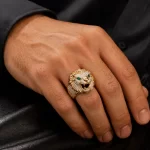 925 silver 18K gold plated lion king ring, 1 unit
