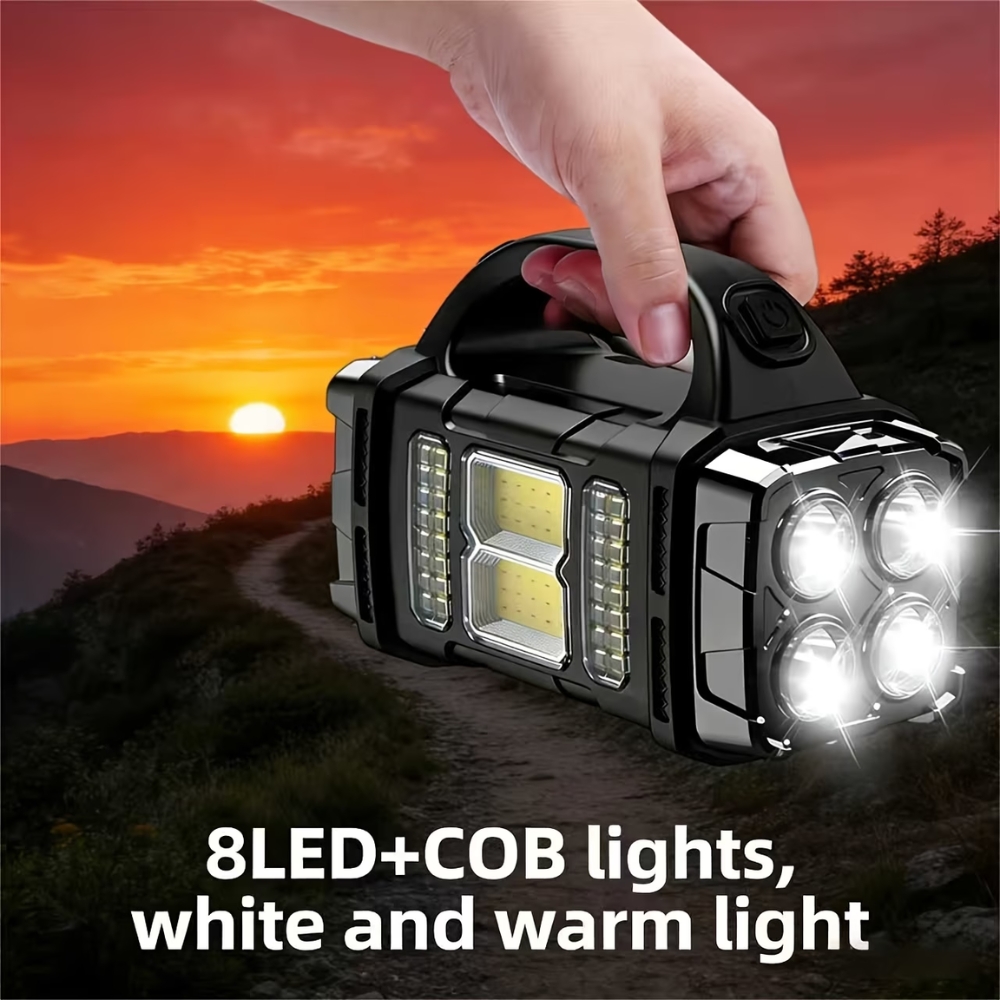 Rechargeable LED Camping Flashlight Solar USB Emergency Light