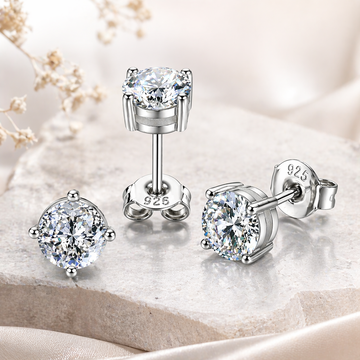 image 1 2 carat moissanite earrings, 1 unit - Image 1