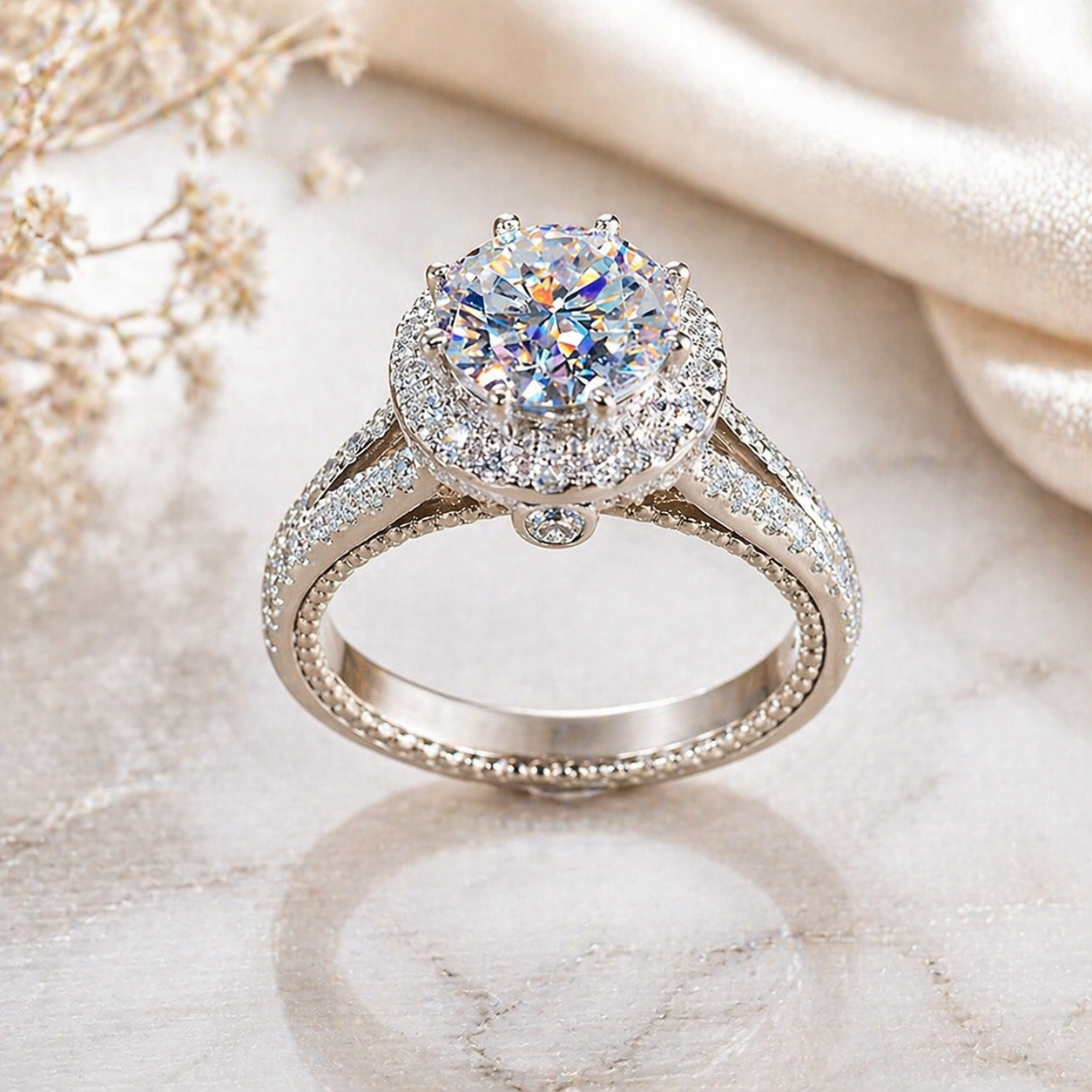 image 3 S925 pure silver synthetic zirconia large round ring, 1 unit - Image 1
