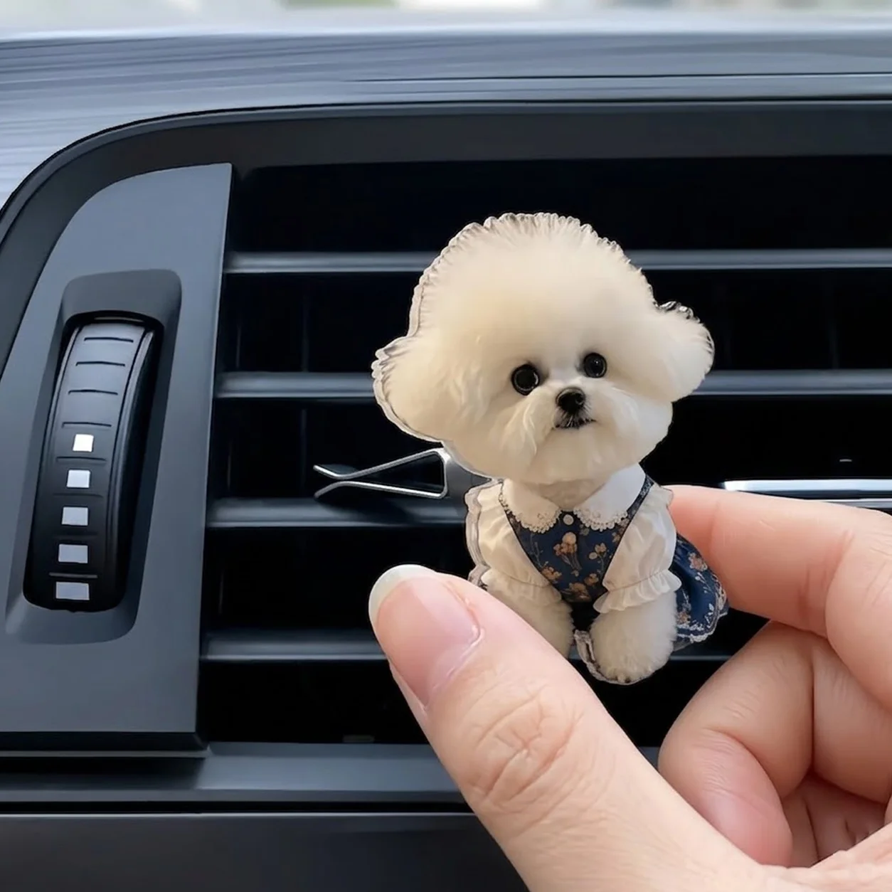 10 Bichon frise reusable car air freshener perfume diffuser clip, 1 unit - Image 1