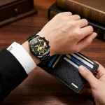 Men's business style fashion watch set with wallet, 2 pack