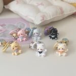 Three-dimensional cat cartoon bell keychain set, 6 pack - Image 5