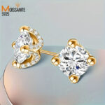 Elegance 18K gold plated 925 silver earrings with 2 carat moissanite, 1 unit - Image 4