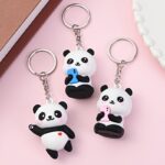 Cute cartoon panda keychain, 3 pack - Image 2
