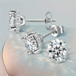 Elegance 18K gold plated 925 silver earrings with 2 carat moissanite, 1 unit - Image 7