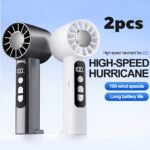 USB rechargeable high-speed handheld fan set, 2 pack