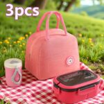 Lunch bag set with large capacity lunch box and milk cup, 3 pack - Image 12