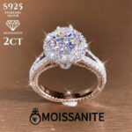 2-Carat moissanite 925 sterling silver ring, 1 unit