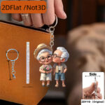 2D flat, 2D plane, old couple acrylic car keychain, 1 unit - Image 5