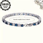 S925 silver blue white 5A zirconia bracelet, 1 unit - Image 4