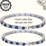S925 silver blue white 5A zirconia bracelet, 1 unit - Image 6