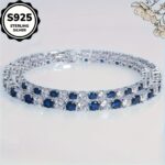 S925 silver blue white 5A zirconia bracelet, 1 unit - Image 5