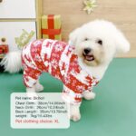 Pet Christmas reindeer graphic pajamas hooded jumpsuit for puppy, 1 unit - Image 8