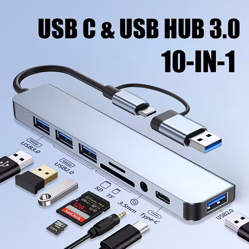 8-in-1 USB & Type-C Multi-Functional Hub