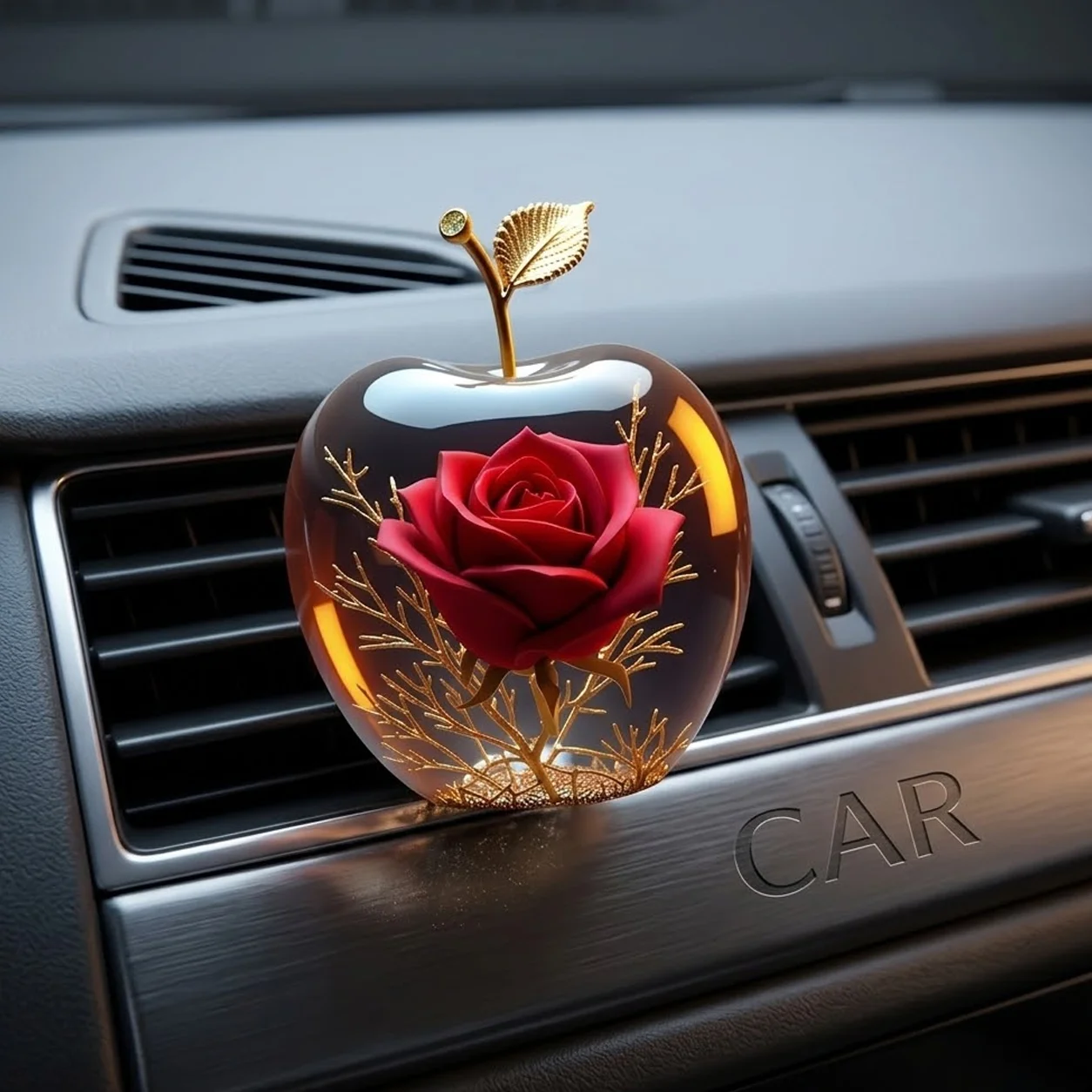 8 2D flat rose apple car air freshener vent clip, 1 unit - Image 1