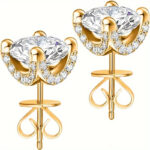 Elegance 18K gold plated 925 silver earrings with 2 carat moissanite, 1 unit - Image 2