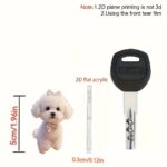 2D flat cute white teddy dog acrylic keychain with fluorescent bow, 1 unit - Image 7
