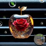 2D flat rose apple car air freshener vent clip, 1 unit - Image 6