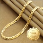 18K gold plated stainless steel unisex necklace, 1 unit - Image 3
