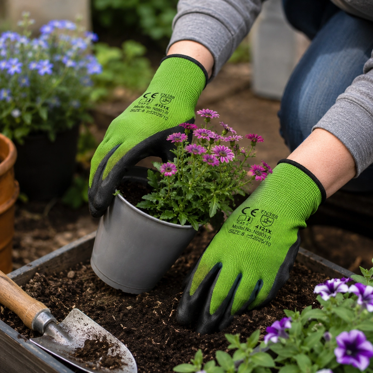NATG219 Nitrile coated gardening gloves, 1 pair pack - Image 1