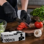 Disposable black vinyl nitrile gloves, 4 mil thickness, 100 pack