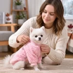 Toy and small dog puppy cute fluffy jumper with chirwa embroidery, 1 unit