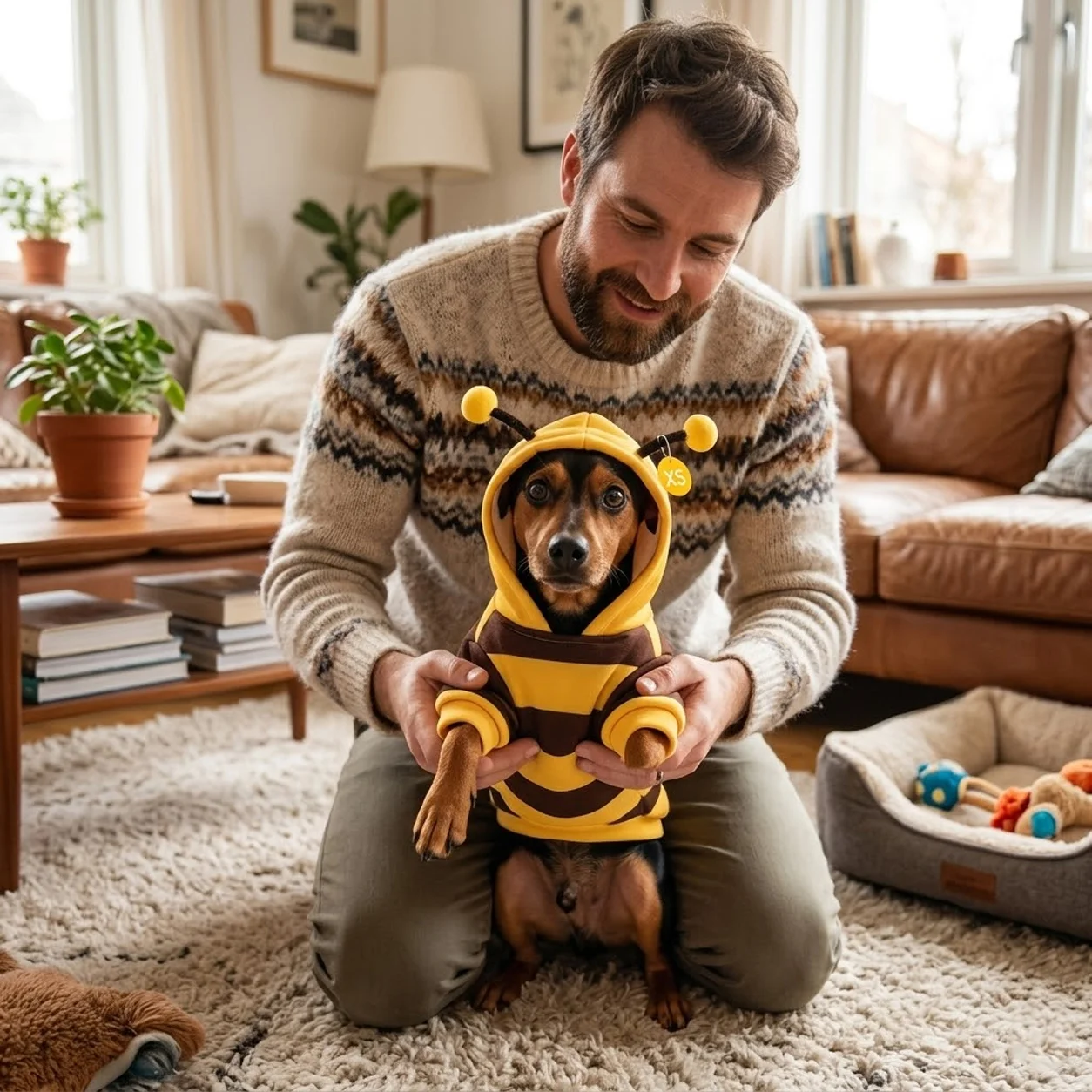 NATG281 Bee design pet hoodie for small pets, 1 unit - Image 1