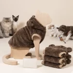 Teddy bear design pet plush hoodie for small cats and dogs, 1 unit
