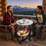 Luxury solid wood round coffee table with double-layer design, 1 unit
